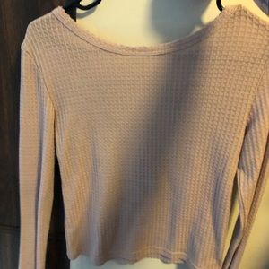Blush color long sleeve backless top